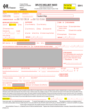 Employee Enrollment Waiver Form EEW-13