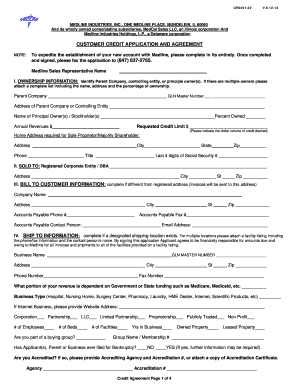Medline Customer Credit Application and Agreement