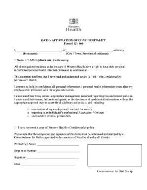 Oath Affirmation of Confidentiality