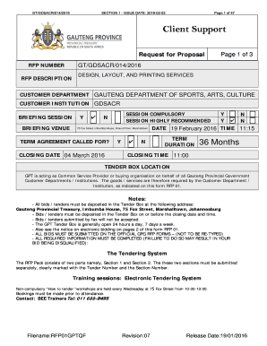 Gauteng Provincial Government Request for Proposal