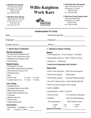 Authorization to Treat Form