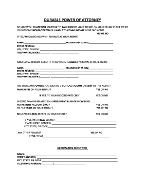 Durable Power of Attorney Form