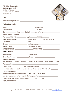 Chiropractic Patient Intake Form