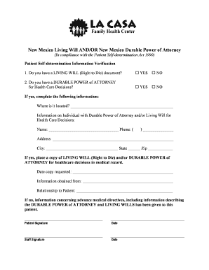 New Mexico Living Will and Durable Power of Attorney