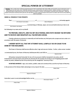 Military Special Power of Attorney