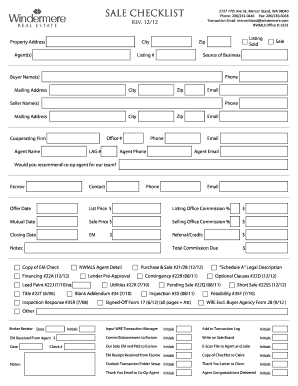 Real Estate Sale Checklist