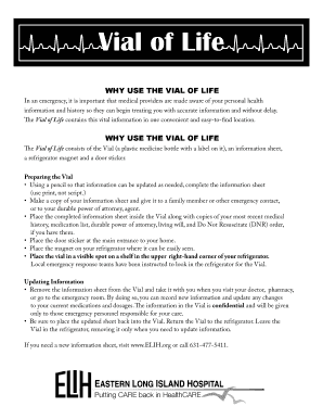 Vial of Life Medical Information Form