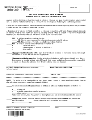 Advance Medical Directive Information Form