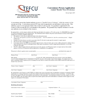 Limited Durable Power of Attorney Application