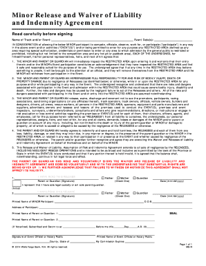 Minor Release and Waiver of Liability Agreement