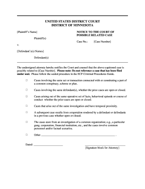 Notice to the Court of Possible Related Case