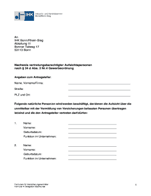Nachweis vertretungsberechtigter Aufsichtspersonen