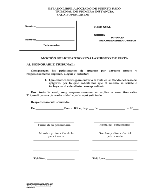 Formulario de Moción de Divorcio