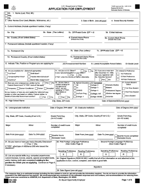 US Department of State Employment Application