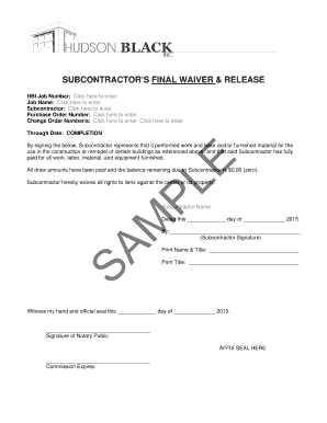 Subcontractor's Final Waiver & Release