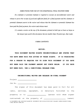 Unconditional Final Waiver Form
