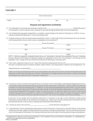 Request and Agreement to Arbitrate