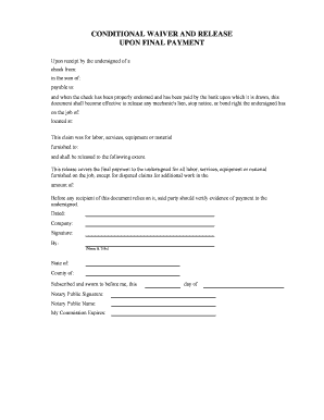 Conditional Waiver and Release Upon Final Payment
