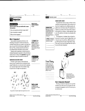 Temperature and Kinetic Energy Worksheet