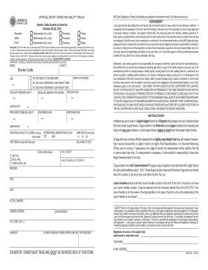 AKC Agility Trial Entry Form