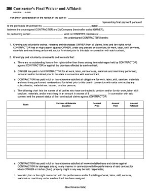 Contractor's Final Waiver and Affidavit