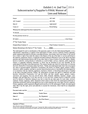 2nd Tier Subcontractor's Final Waiver of Lien and Release