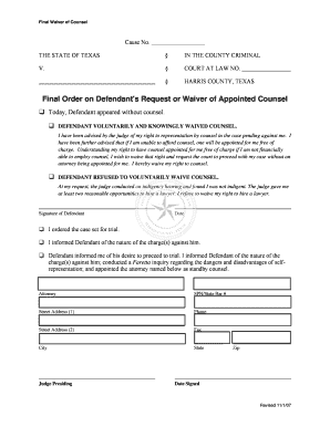 Final Waiver of Counsel