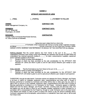 Affidavit and Waiver of Liens