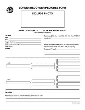 Border Collie Pedigree Form