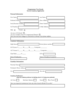 Service Academy Application Form
