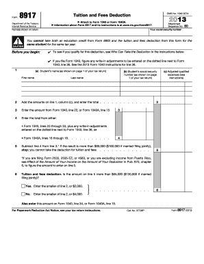 IRS Form 8917 Tuition and Fees Deduction