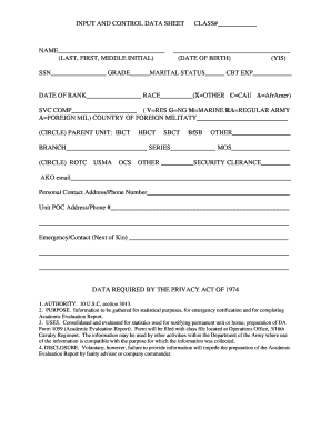 Military Student Information Form
