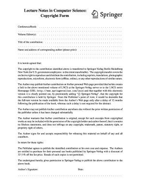Lecture Notes in Computer Science Copyright Form