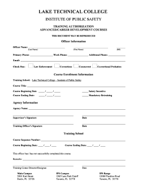 Law Enforcement Training Authorization Form
