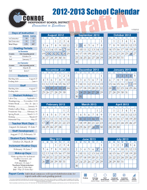 Conroe Isd Calendar For 2022 Fillable Online B2012B-2013 School Bcalendarb - Conroe Isd Fax Email Print  - Pdffiller