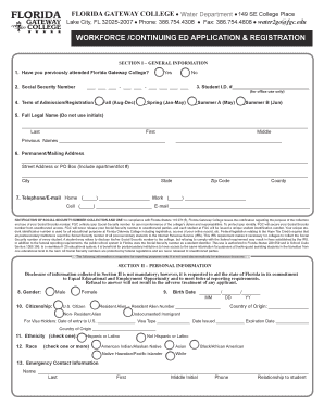 Florida Gateway College Workforce Application