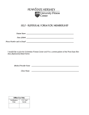 Self Referral Form for Membership