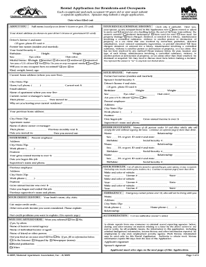 Rental Application for Residents and Occupants