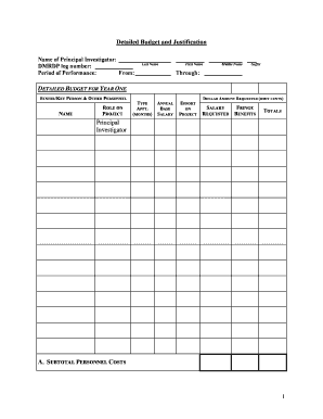 Detailed Budget and Justification Form