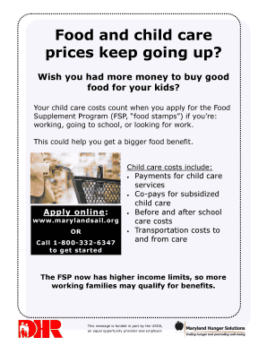 Declaration of Child and Dependent Care Costs for Food Stamp/FSP Benefits