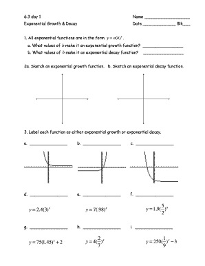 Exponential Growth and Decay Worksheet