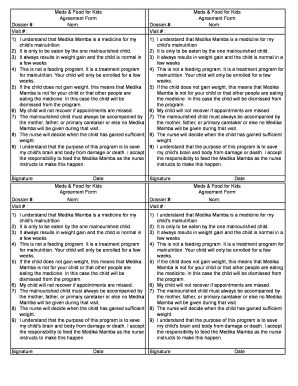 Meds & Food for Kids Agreement Form