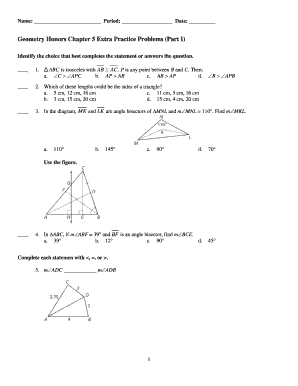 Geometry Honors Chapter 5 Extra Practice Problems