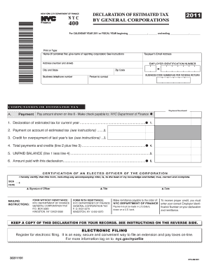 New York City General Corporation Tax Declaration