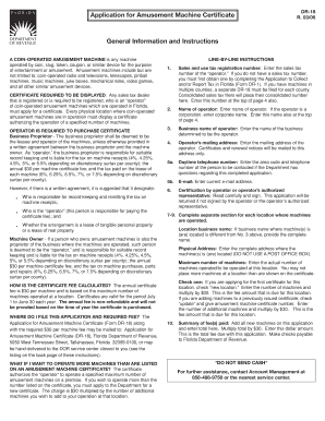 Florida Amusement Machine Certificate Application