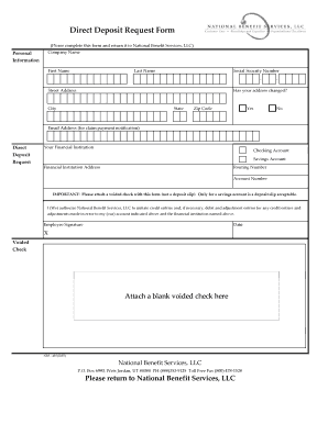Direct Deposit Request Form