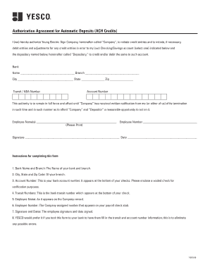 ACH Credit Authorization Agreement