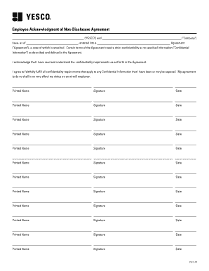 Employee Acknowledgment of Non-Disclosure Agreement