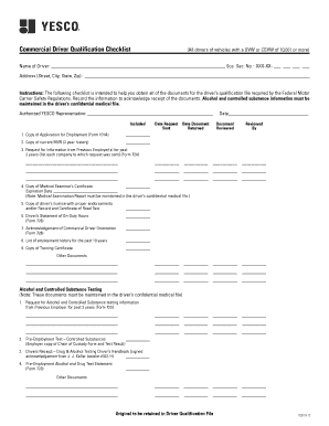 Commercial Driver Qualification Checklist
