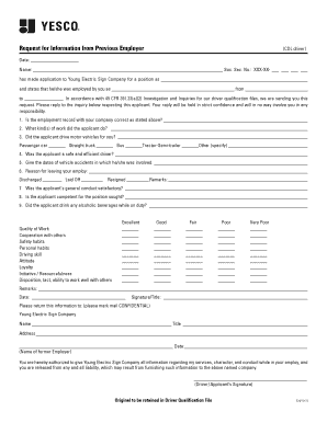 Request for Information from Previous Employer